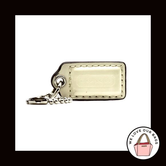 1.5" Small COACH Ivory Patent Leather Nickel Key Fob Bag Charm Keychain Hang Tag - Picture 1 of 1